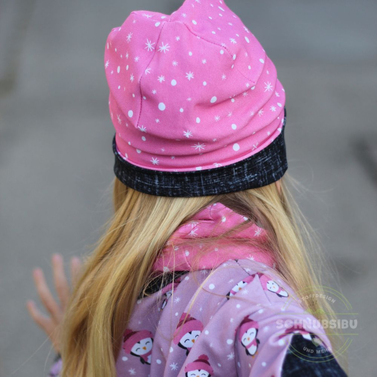 French Terry Schneeflocken rosa